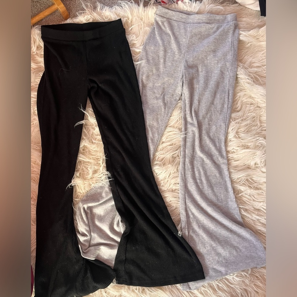 Bundle Deal! Forever 21 Ribbed Knit Flare Pants Black & Gray